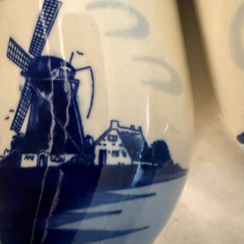 Delft Blue Handpainted Holland Clogs • 6” • Vintage • Crazing - Picture 7 of 13